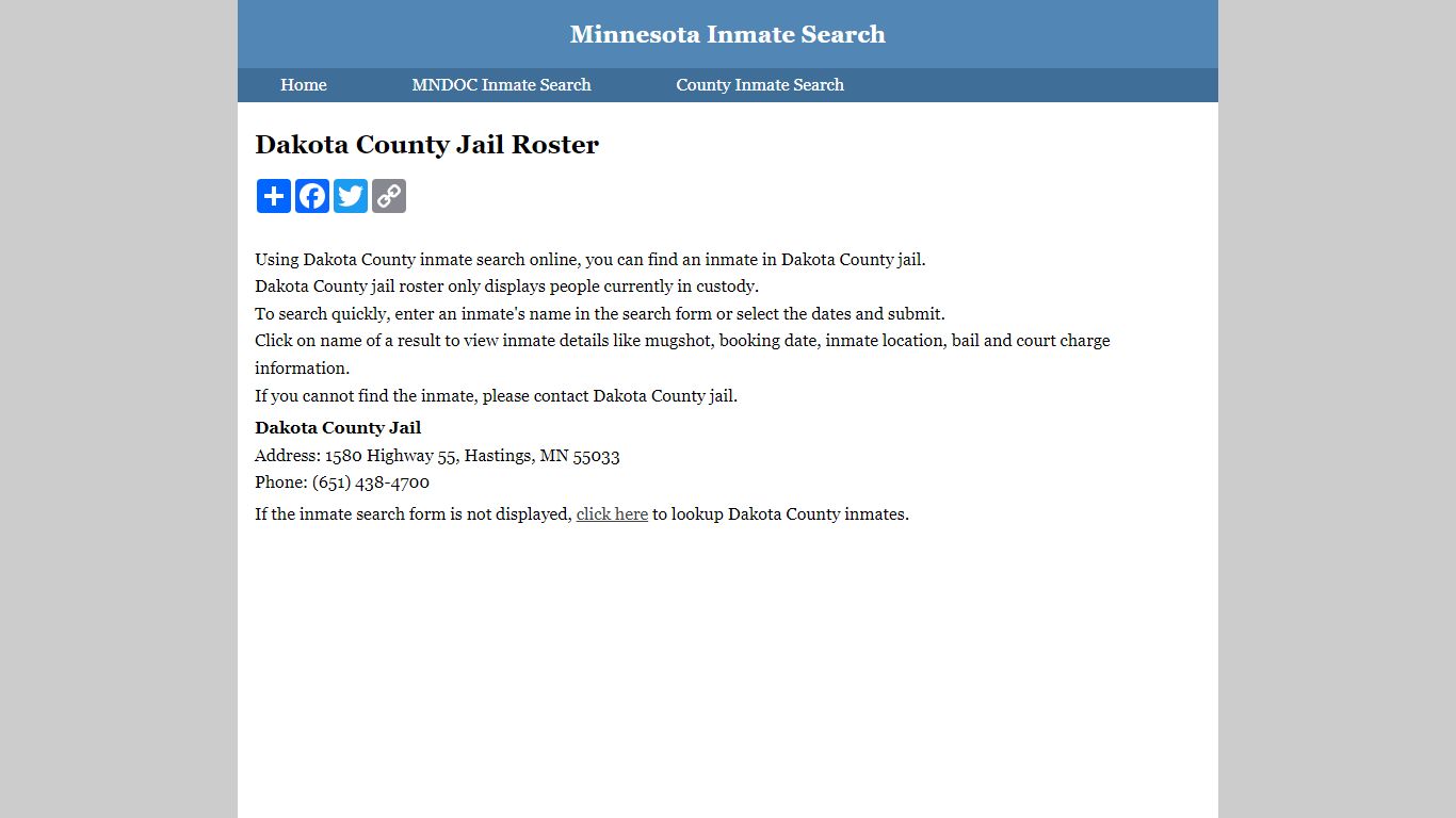 Dakota County Jail Roster - inmatesearchminnesota.org